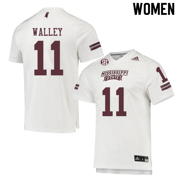 Women #11 Jaden Walley Mississippi State Bulldogs College Football Jerseys Sale-White